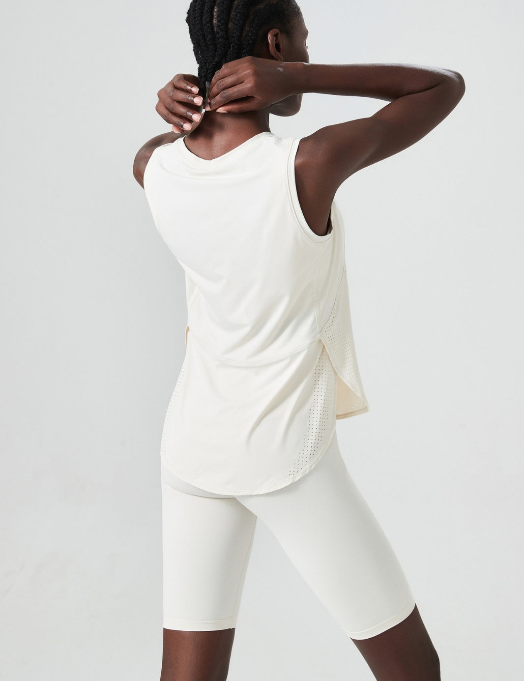 back view of cream tank top